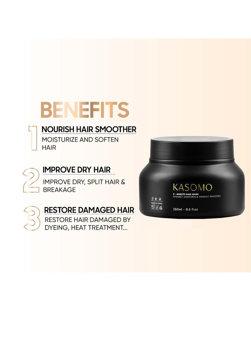 FEG Plus - FEGPLUS 2Pcs Hair & Beard Growth Serum (50ml) + KASOMO Hair Repair Mask Deeply Moisturizing With Hydrolyzed Keratin (250ml), Control Hair Loss & Regrow Hair, Natural Ingredients Help Hair Stronger & Healthier - Image 1