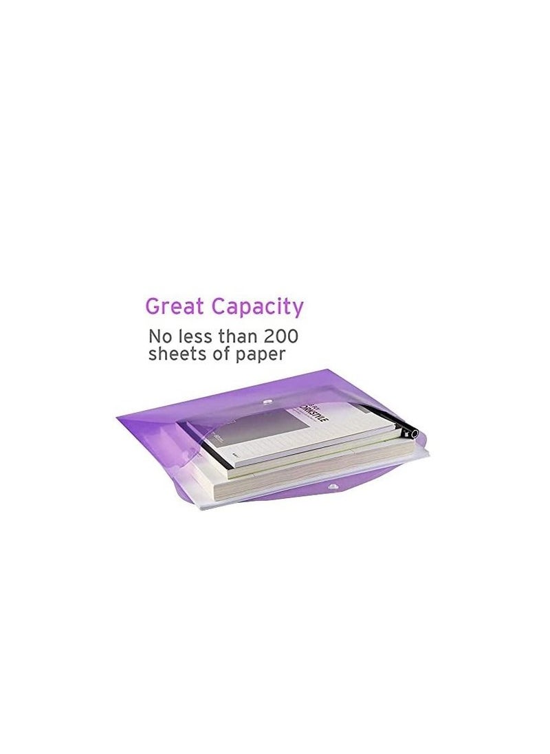 Y&D - 10 Packs Of Plastic Envelopes, A4 Transparent File Folders, Document Label Pockets And Snaps, Suitable For Work Office (5 Colors) - Image 1