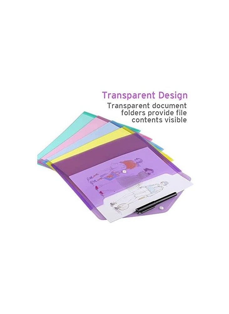 Y&D - 10 Packs Of Plastic Envelopes, A4 Transparent File Folders, Document Label Pockets And Snaps, Suitable For Work Office (5 Colors) - Image 1