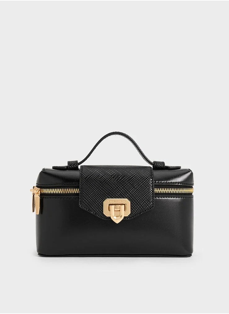 Charles & Keith Arwen Top Handle Vanity Bag & Crossbody Bag - Black  - Image 1