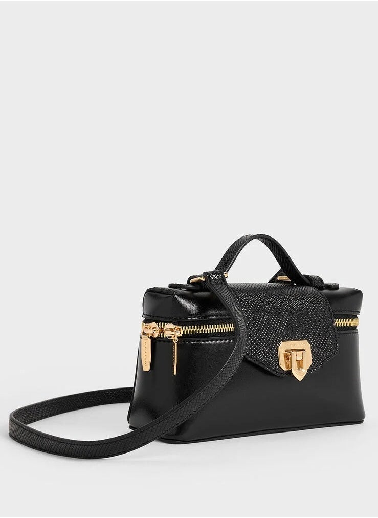 Charles & Keith Arwen Top Handle Vanity Bag & Crossbody Bag - Black  - Image 2