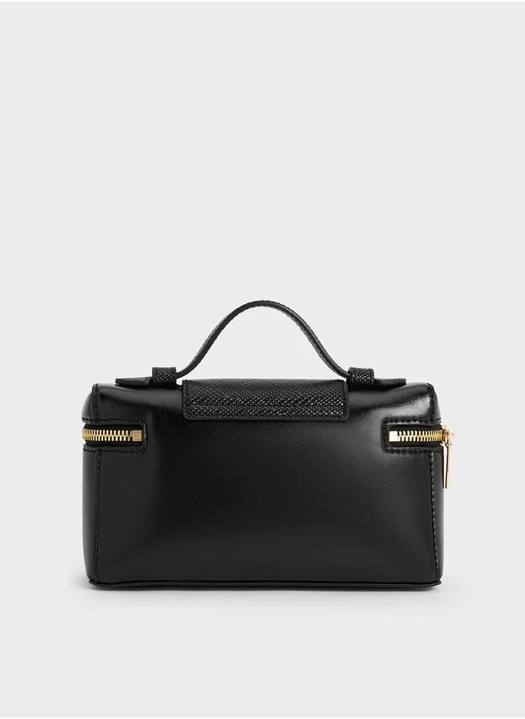 Charles & Keith Arwen Top Handle Vanity Bag & Crossbody Bag - Black  - Image 4