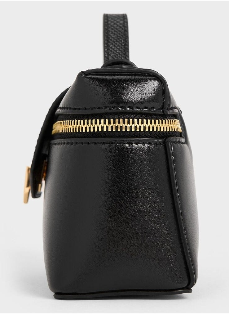 Charles & Keith Arwen Top Handle Vanity Bag & Crossbody Bag - Black  - Image 5