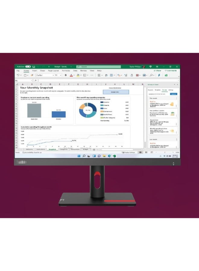 Lenovo [S22i-30] Lenovo ThinkVision S22i-30 21.5" Monitor, IPS panel , 1920 x 1080,  Input connectors- VGA + HDMI 1.4 ,Cables included - HDMI, 3 Years warranty, 4ms Response Time, 63FCKATBSD Black - Image 2