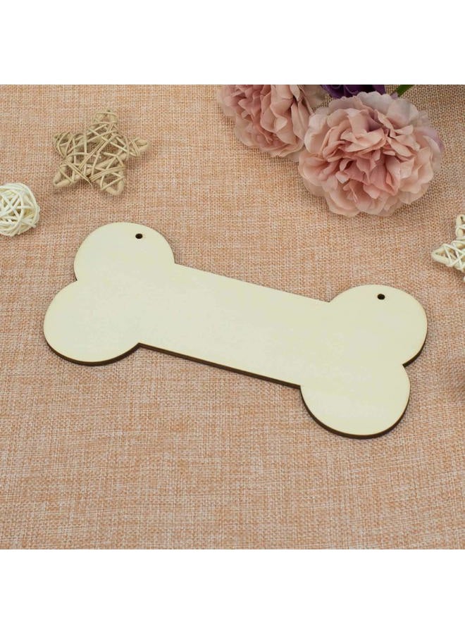 Creaides 3 Pcs Dog Bone Wood Sign Blank Wooden Plaque Unfinished Wood DIY Crafts Hanging Sign with Ropes for Puppy Pet House Door Wall Decorative, 3.9x7.9 Inches (10x20 cm) - Image 3