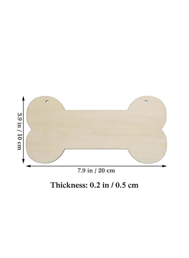 Creaides 3 Pcs Dog Bone Wood Sign Blank Wooden Plaque Unfinished Wood DIY Crafts Hanging Sign with Ropes for Puppy Pet House Door Wall Decorative, 3.9x7.9 Inches (10x20 cm) - Image 2