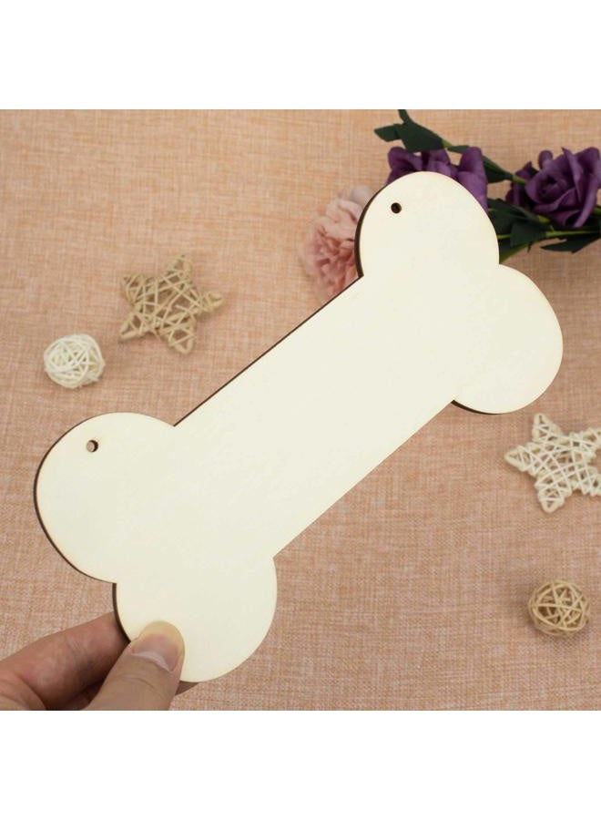 Creaides 3 Pcs Dog Bone Wood Sign Blank Wooden Plaque Unfinished Wood DIY Crafts Hanging Sign with Ropes for Puppy Pet House Door Wall Decorative, 3.9x7.9 Inches (10x20 cm) - Image 4