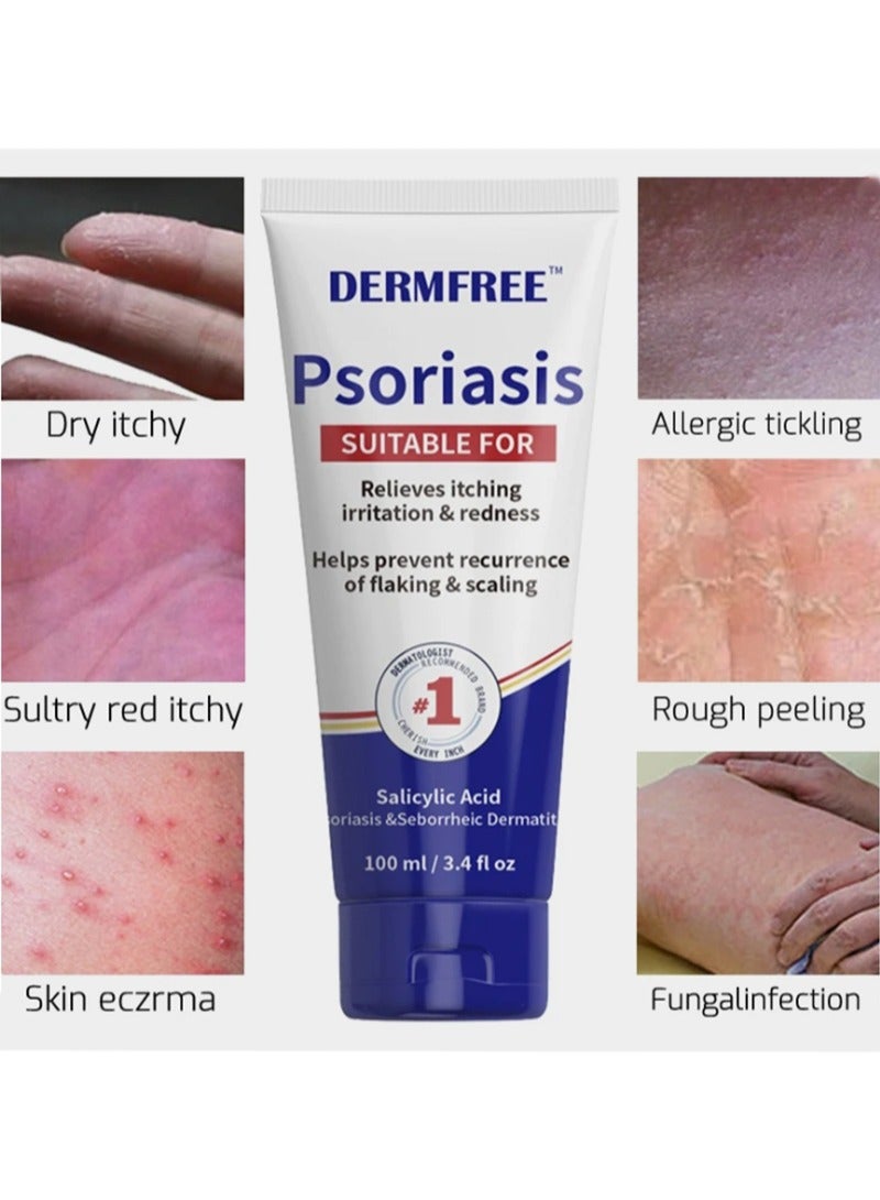 ديرمفري كريم الصدفية، علاج مرهم الأكزيما لالتهاب الجلد والصدفية والتهيج والاحمرار والحكة والتهاب الجلد الدهني، العناية بالصدفية المضادة للبكتيريا مع حمض الساليسيليك - 100 مل - Image 2