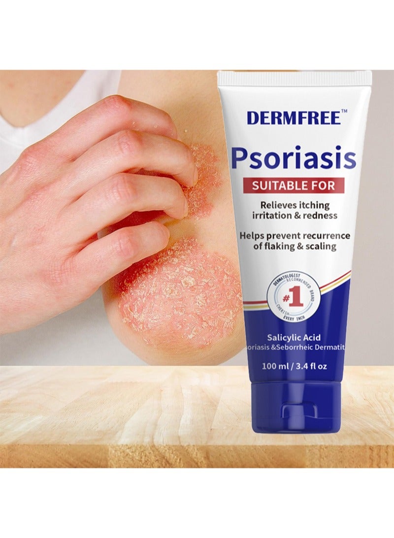 ديرمفري كريم الصدفية، علاج مرهم الأكزيما لالتهاب الجلد والصدفية والتهيج والاحمرار والحكة والتهاب الجلد الدهني، العناية بالصدفية المضادة للبكتيريا مع حمض الساليسيليك - 100 مل - Image 5