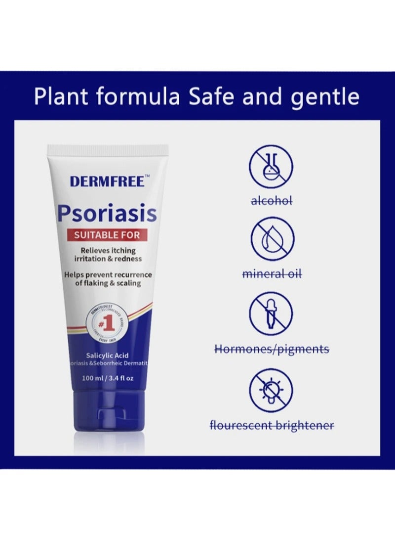 ديرمفري كريم الصدفية، علاج مرهم الأكزيما لالتهاب الجلد والصدفية والتهيج والاحمرار والحكة والتهاب الجلد الدهني، العناية بالصدفية المضادة للبكتيريا مع حمض الساليسيليك - 100 مل - Image 3