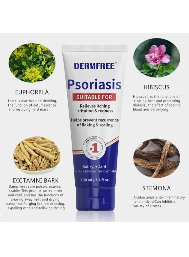 ديرمفري كريم الصدفية، علاج مرهم الأكزيما لالتهاب الجلد والصدفية والتهيج والاحمرار والحكة والتهاب الجلد الدهني، العناية بالصدفية المضادة للبكتيريا مع حمض الساليسيليك - 100 مل - Image 4