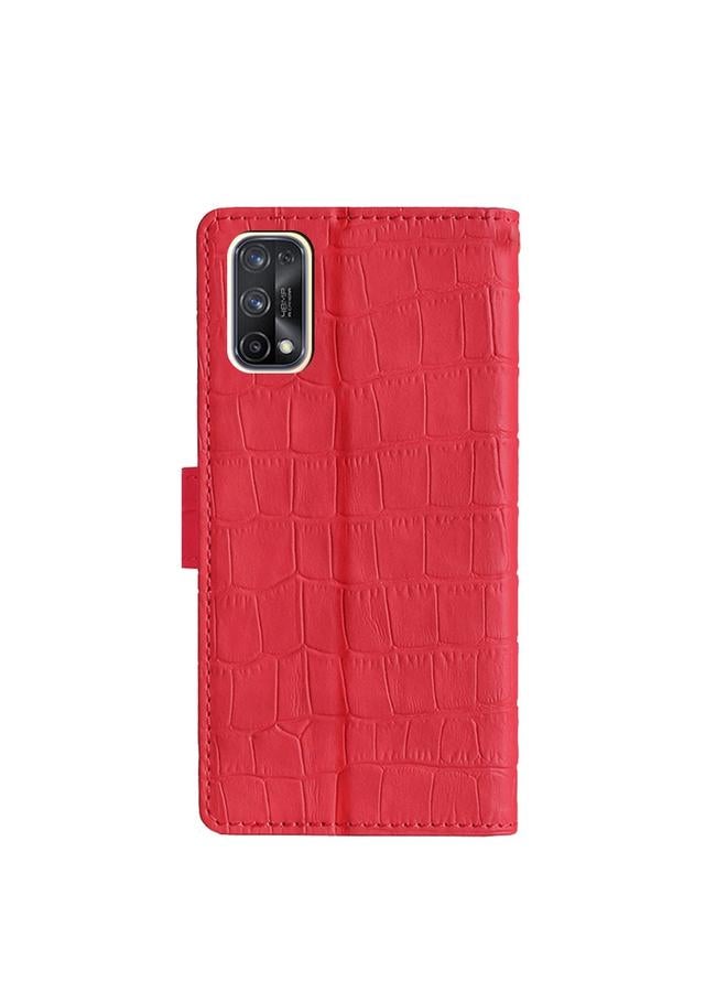 اس-توب جراب لهاتف OPPO Realme X7 / Realme Q2 Pro جراب هاتف من الجلد المغناطيسي بملمس جلد التمساح - Image 3