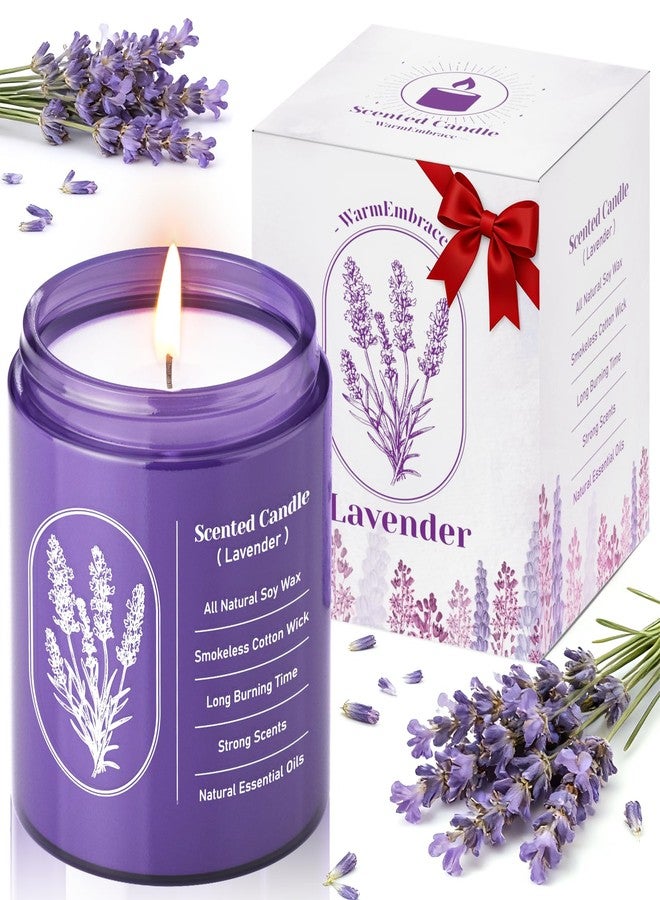 WarmEmbrace Lavender Scented Candles for Women, 7.5 oz Highly -Scented Soy Candle for Home Scented, Birthday Mothers Day Gifts for Mom, Housewarming Gift - Image 1