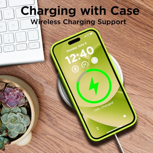 COFFKER Compatible with iPhone 15 Pro Max Case, Liquid Silicone Case, Full Body Shockproof Protective Cover Slim Thin Phone Case for iPhone 15 Pro Max 6.7 inch-Fluorescent Yellow - Image 5
