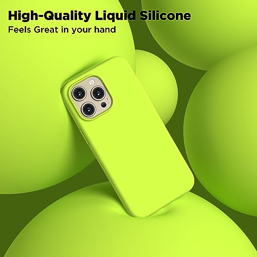 COFFKER Compatible with iPhone 15 Pro Max Case, Liquid Silicone Case, Full Body Shockproof Protective Cover Slim Thin Phone Case for iPhone 15 Pro Max 6.7 inch-Fluorescent Yellow - Image 4
