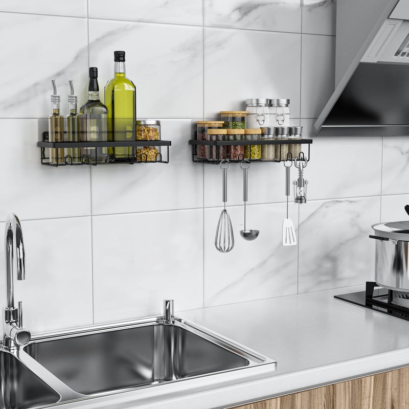 Moforoco 2 Pack Shower Caddy لاصق لاستبداله لا حفر لاصق شفاف قوي للاستحمام رفوف تخزين الحمام ورفوف المطبخ ورفوف المطبخ - Image 5