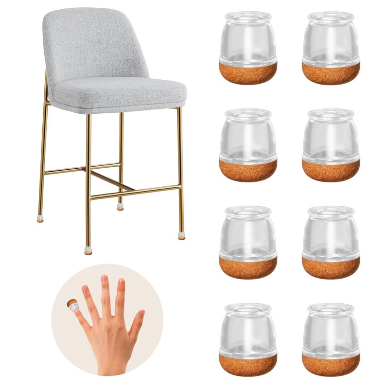 MOYOHIM 20 Pcs Clear Extra Small Skinny Chair Leg Floor Protectors for Hardwood Floors Upgraded Rubber Chair Leg Caps with Felt Round Furniture Leg Feet Covers No Scratches Reduce Noise Fit 0405 - Image 2