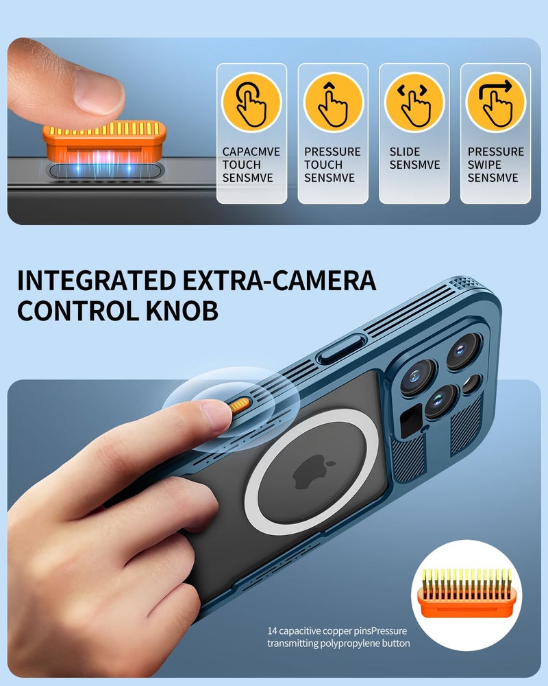 Lanhiem Magnetic for iPhone 16 Pro Max Case, IP68 Waterproof Dustproof Case, [Compatible with Magsafe] [Built-in Screen Protector] Full Body Heavy Duty Rugged Phone Cover 6.9 inch, Blue/Clear - Image 4