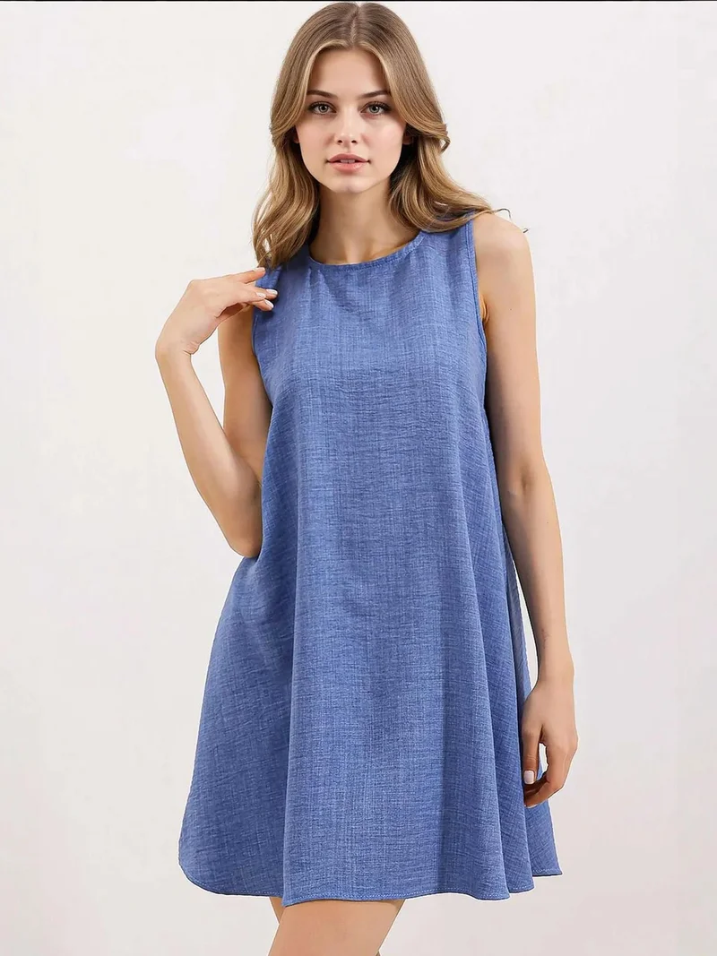 BIG DART BDART Linen Blended A-Form Mini Dress
