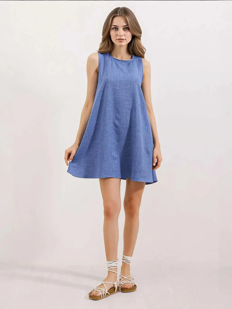 BIG DART BDART Linen Blended A-Form Mini Dress