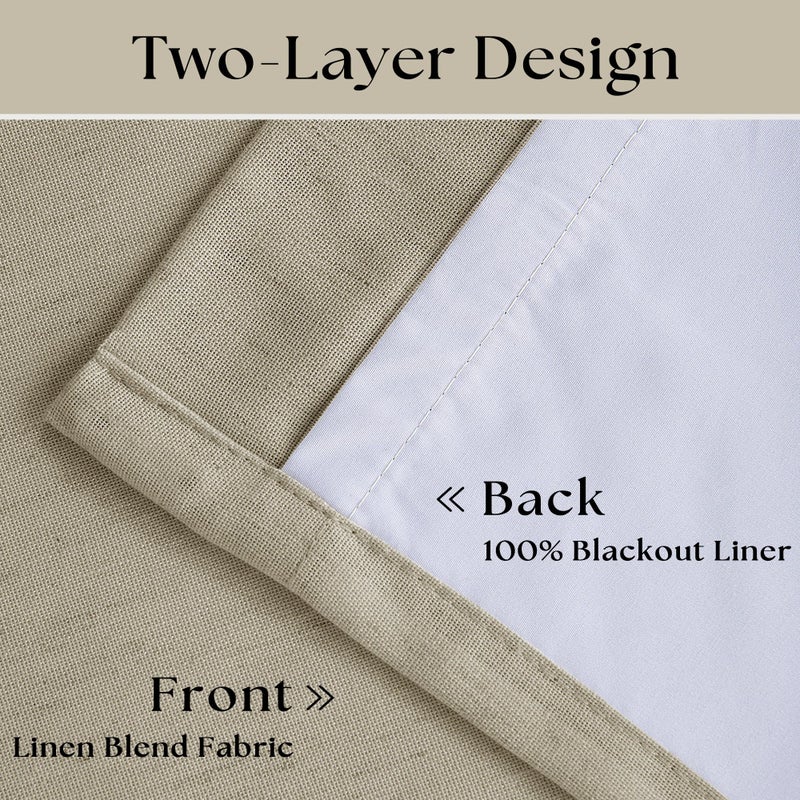 TWODRAPES Greyish Beige Pinch Pleated Linen Blackout Curtains 96 Inch Length 2 Panels for Living Room Bedroom Light Blocking Pinch Pleat Curtains with 100% Blackout Liner Thermal Insulated Taupe Burlywood 8FT - Image 4