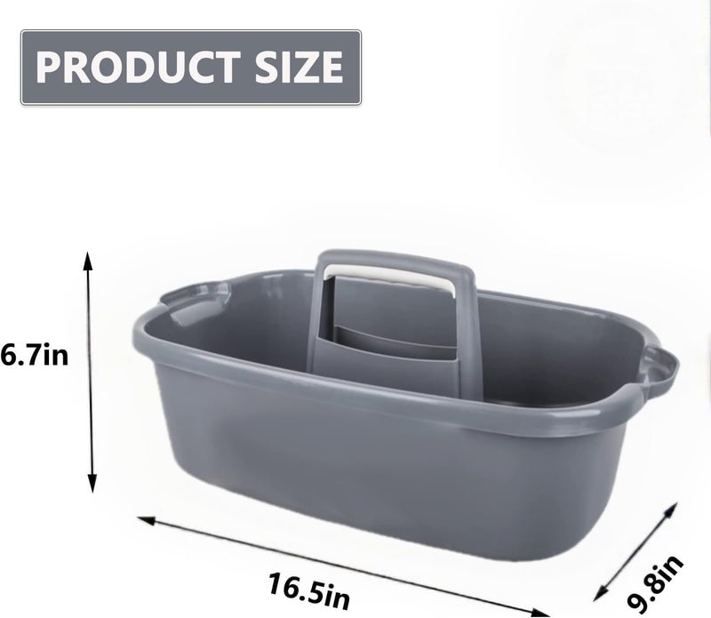 KEYOZA حامل تنظيف متعدد الاستخدامات KEYOZA للمنزل والحديقة مع مقبض: صينية حمل متعددة الأغراض لحمامك ومطبخك ولوازم التنظيف الخارجية 42 * 24 * 18 سم (رمادي) - Image 3