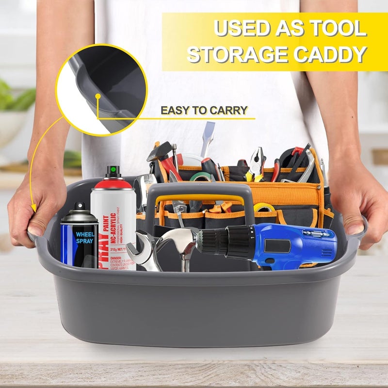 KEYOZA حامل تنظيف متعدد الاستخدامات KEYOZA للمنزل والحديقة مع مقبض: صينية حمل متعددة الأغراض لحمامك ومطبخك ولوازم التنظيف الخارجية 42 * 24 * 18 سم (رمادي) - Image 4