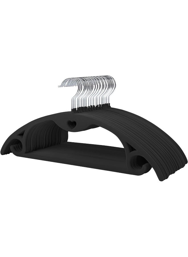ManGotree Velvet Hangers With Cascade Hole, Non-Slip Rounded Clothes Hangers, Sturdy Felt Hangers, Space-Saving Suit Hangers For Sweaters, Pants, Dresses, Skirts, Coats (Black, 10 Pack) - Image 1