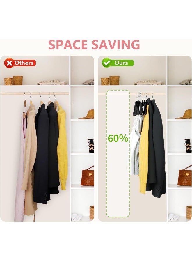 ManGotree Velvet Hangers With Cascade Hole, Non-Slip Rounded Clothes Hangers, Sturdy Felt Hangers, Space-Saving Suit Hangers For Sweaters, Pants, Dresses, Skirts, Coats (Black, 10 Pack) - Image 5