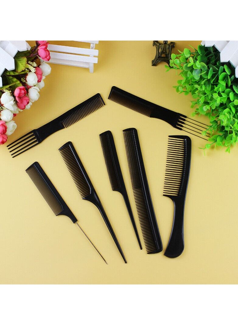 10-Piece Professional Anti-Static Hair Comb Set Black - Image 3