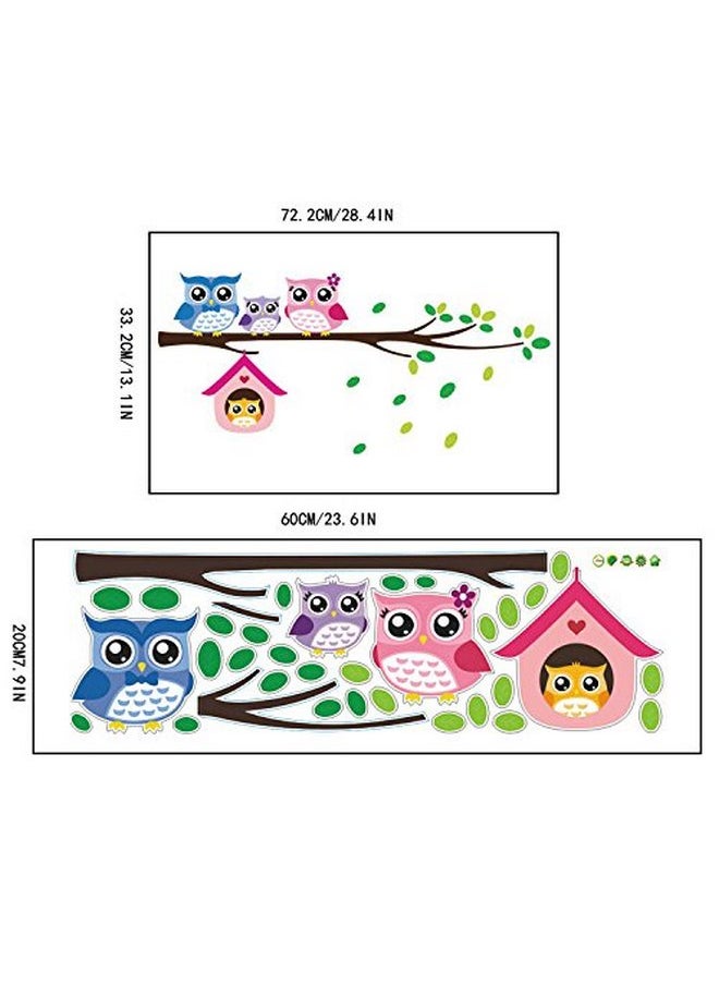 BIBITIME - BIBITIME Owl Family Playing on Branches Wall Decal Sticker Nursery Wallpaper Decals - Image 1