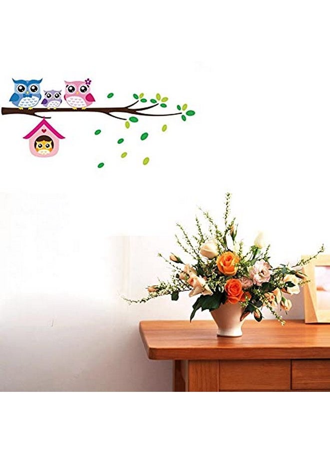 BIBITIME - BIBITIME Owl Family Playing on Branches Wall Decal Sticker Nursery Wallpaper Decals - Image 1