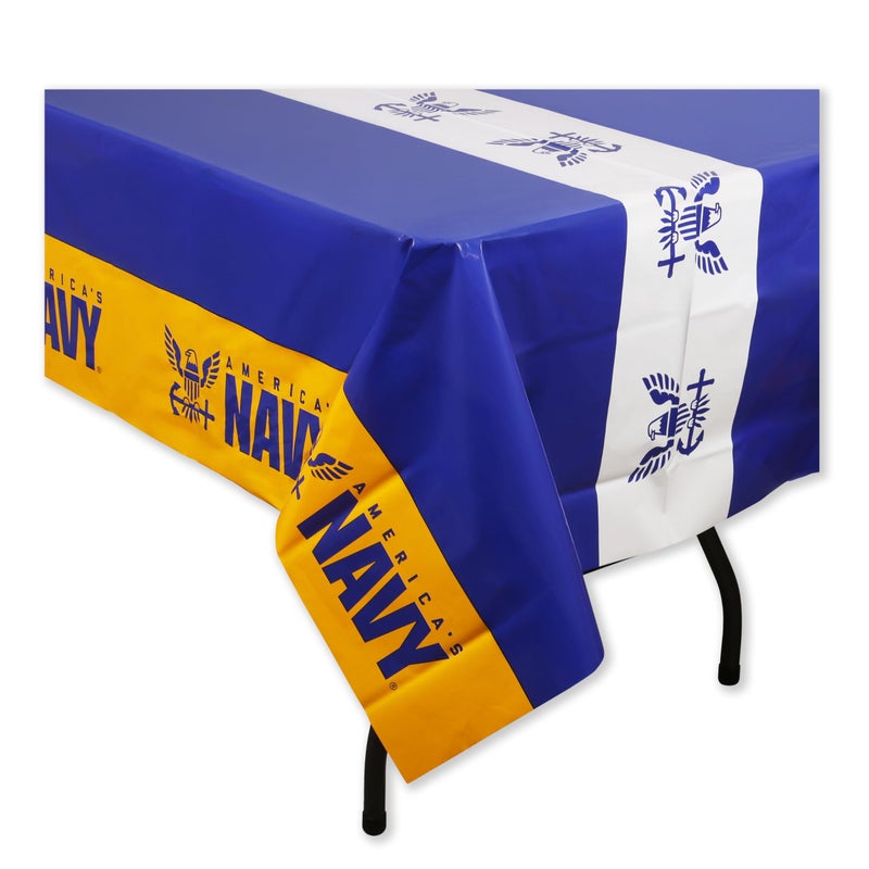 Havercamp U.S. Navy Premium Disposable Plastic Tablecloth Party Decoration 9ft by 4.5 feet Table Cover - Image 4