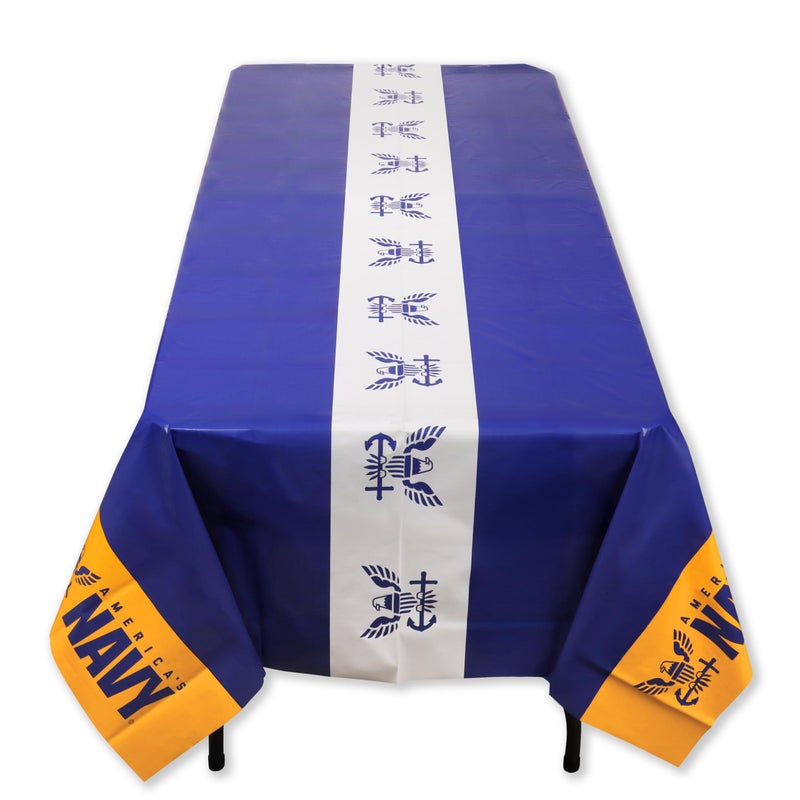 Havercamp U.S. Navy Premium Disposable Plastic Tablecloth Party Decoration 9ft by 4.5 feet Table Cover - Image 5