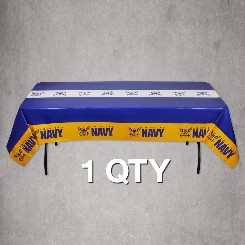 Havercamp U.S. Navy Premium Disposable Plastic Tablecloth Party Decoration 9ft by 4.5 feet Table Cover - Image 2