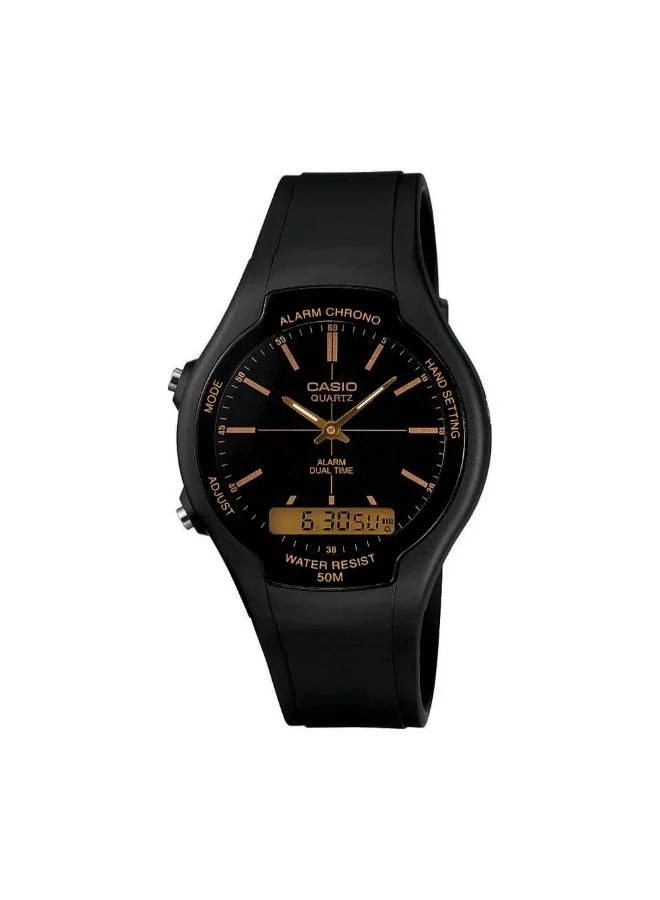 CASIO Men's Resin Analog-Digital Watch AW-90H-9EVDF - 38.6 mm