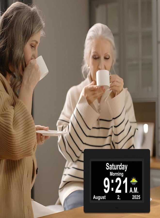 SSYA Dementia Clocks with Day and Date for Seniors,13 Alarms Custom Reminders, Extra Large Digital Calendar Clock for Elderly. (Black) - Image 2