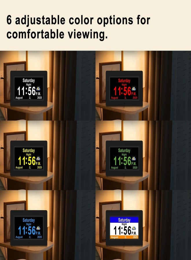 SSYA Dementia Clocks with Day and Date for Seniors,13 Alarms Custom Reminders, Extra Large Digital Calendar Clock for Elderly. (Black) - Image 5