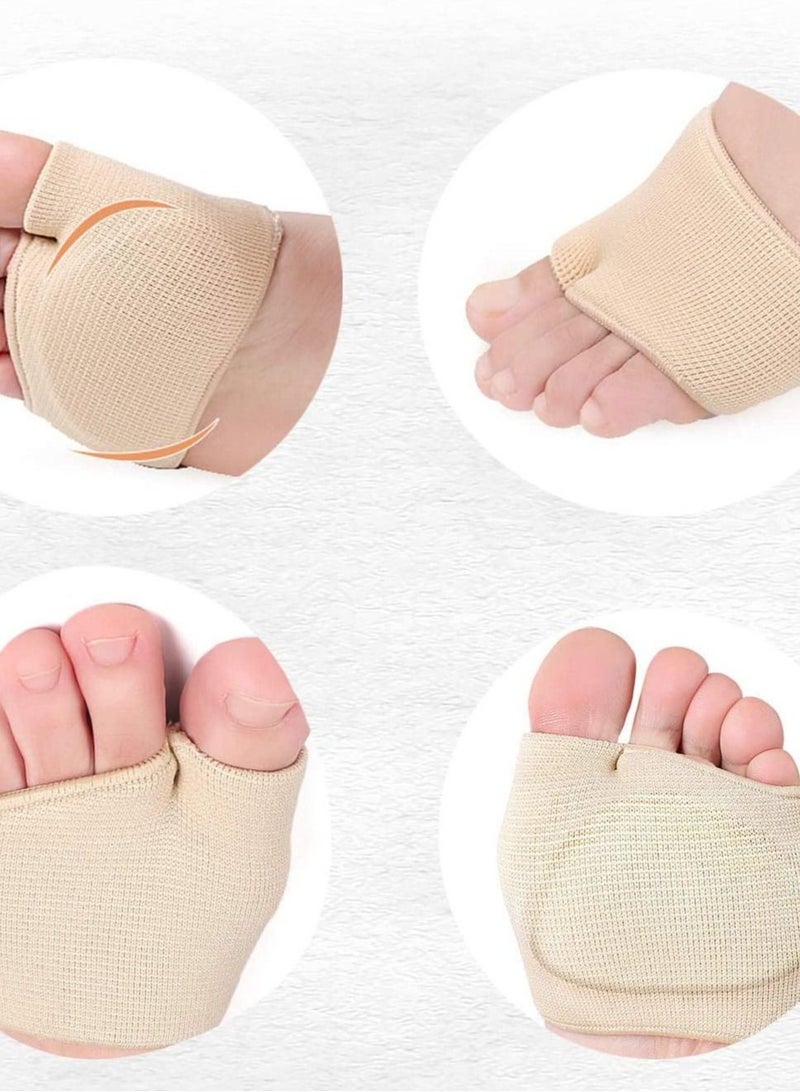 Metatarsal Pads Ball of Foot Cushions for Pain Relief Gel Cushion Metatarsalgia Neuroma Fabric Sleeve Women Men 2 Pairs Black Beige - Image 4