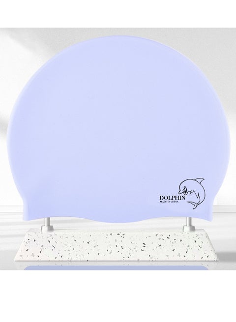 قبعة سباحة سيليكون ضد المياه للكبار والصغار، لبني