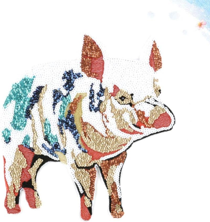 comfrt Iron On Patches Sequin Pig Applique DIY Jackets Jeans Bags Cloth T Shirt Sweater Bag Cloth Elbow Clothing Christmas Custom Decor - Image 2