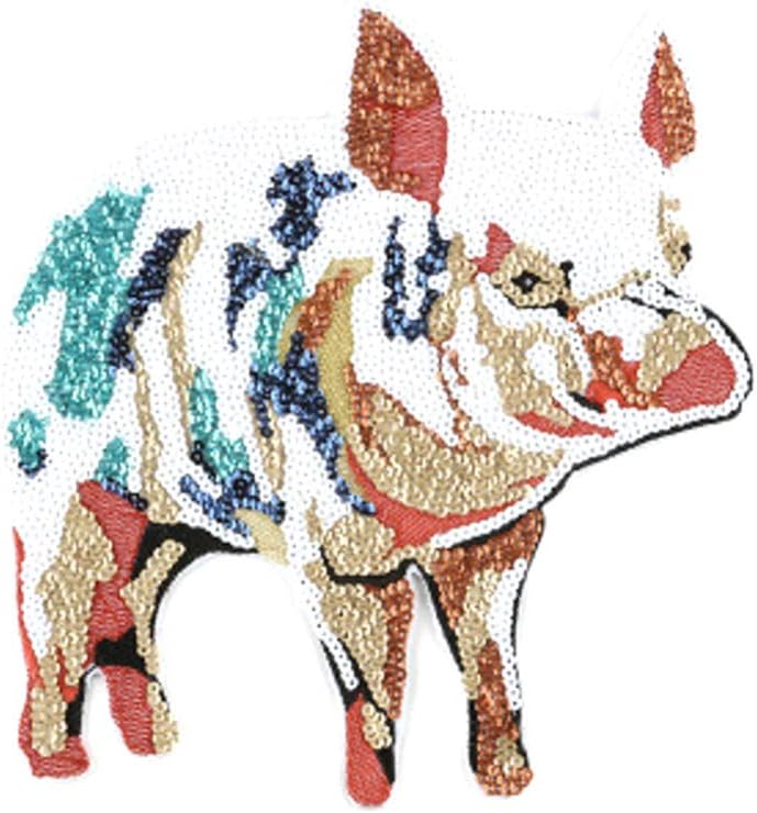 comfrt Iron On Patches Sequin Pig Applique DIY Jackets Jeans Bags Cloth T Shirt Sweater Bag Cloth Elbow Clothing Christmas Custom Decor - Image 1