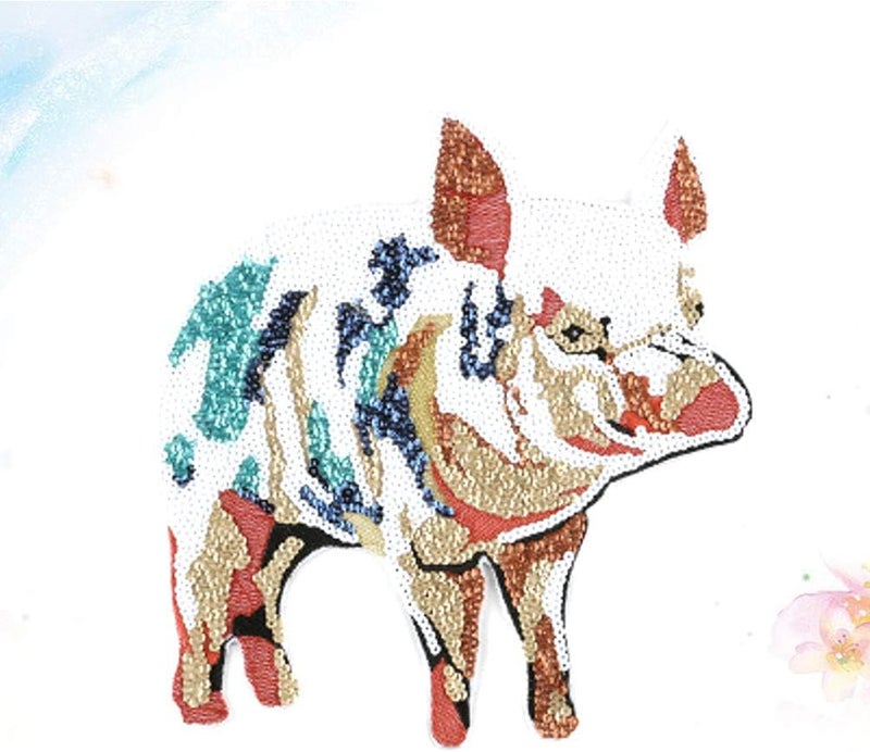 comfrt Iron On Patches Sequin Pig Applique DIY Jackets Jeans Bags Cloth T Shirt Sweater Bag Cloth Elbow Clothing Christmas Custom Decor - Image 3
