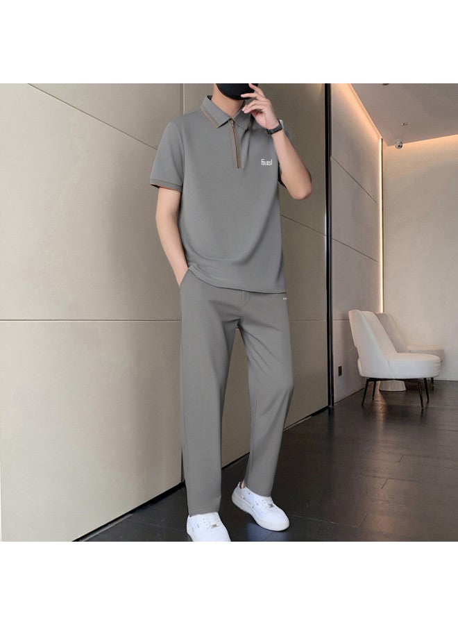 FOLUNSI men's Short Sleeve Summer Outfit With Thin Pants - Breathable Men's Matching Set - Image 3