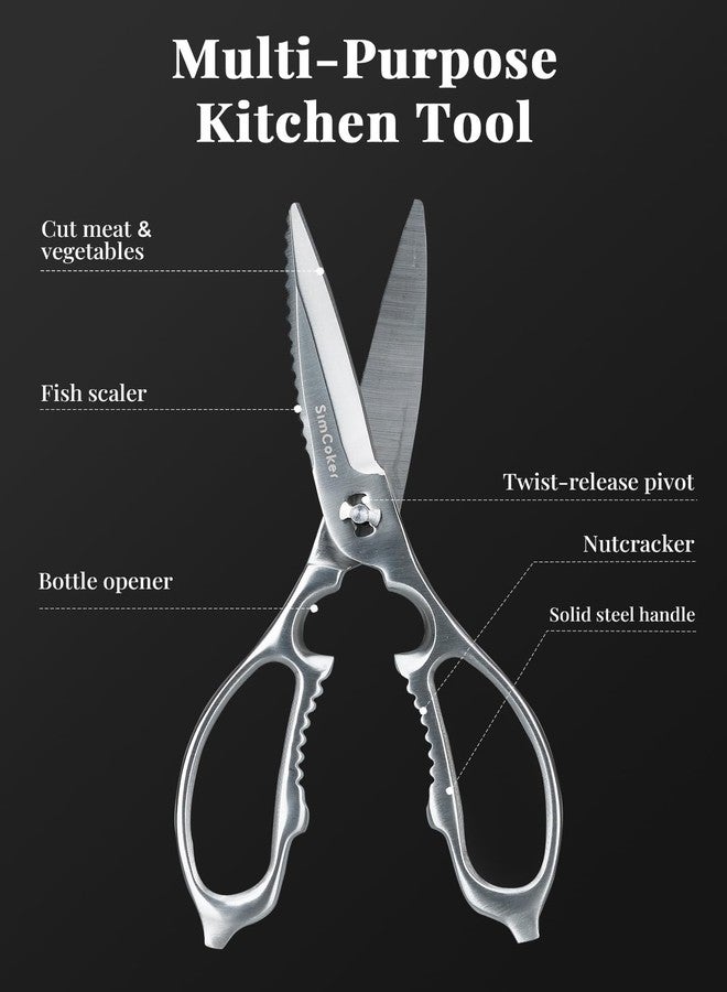 SimCoker Kitchen Scissors, Forged All-Steel Kitchen Shears That Come Apart for Easy Cleaning, Heavy Duty Cooking Scissors for Meat, Vegetables and Fish, Dishwasher Safe - Image 4