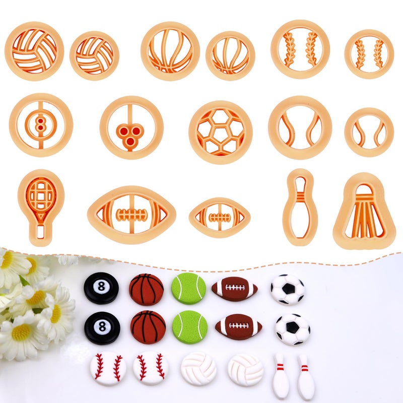 Puocaon Sports Polymer Clay Cutters - 16 Pcs Clay Cutters for Polymer Clay Jewelry Making  Football Baseball Clay Cutters  Clay Jewelry Cutters Basketball Tennis Volleyball Clay Cutters Earrings - Image 1