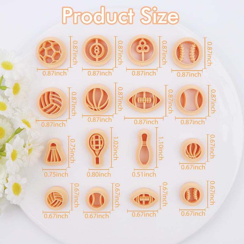 Puocaon Sports Polymer Clay Cutters - 16 Pcs Clay Cutters for Polymer Clay Jewelry Making  Football Baseball Clay Cutters  Clay Jewelry Cutters Basketball Tennis Volleyball Clay Cutters Earrings - Image 4