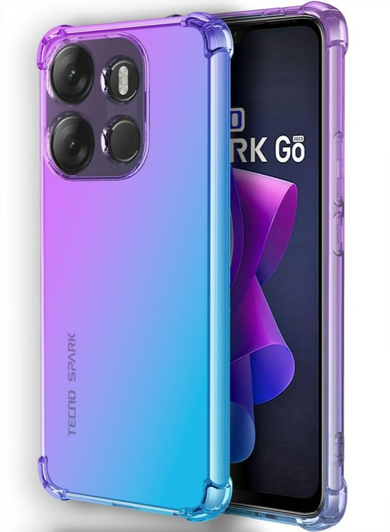 TEAM LUXURY Tecno Spark Go 2023/Pop 7/Pop 7 Pro Case Slim Shock Absorption Flexible TPU Soft Edge Bumper with Reinforced Corners Multicolor Gradient Protective Back Cover - Image 1