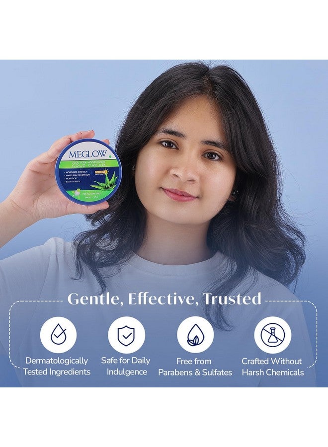Meglow Combo of Aloe Vera Moisturizing Cold Cream Moisturizer Cream with SPF 15 Protection & Shea Butter - Body Lotion Best Moisturizer for dry skin - Image 3