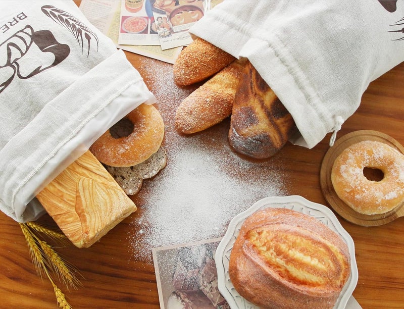 FEXIA 2 Pack Reusable Bread Bags for Homemade Bread - Plastic Lined - Sourdough Storage Pure Linen 17" x 13" XL Bread Storage Housewarming, Wedding Gift, Storage for Artisan Bread Bakery & Baguette - Image 5